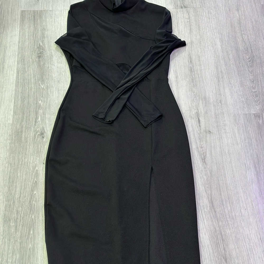 Long sleeve black dress with slip/turtleneck top